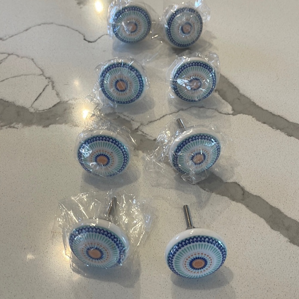 Handpainted unused 1 1/2” round knobs
